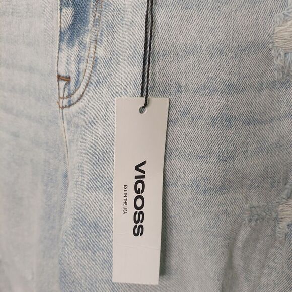 Vigoss Women's Stevie Crop Straight Jeans Light Wash~Distressed~Stretch~ Size 28 - Picture 6 of 16